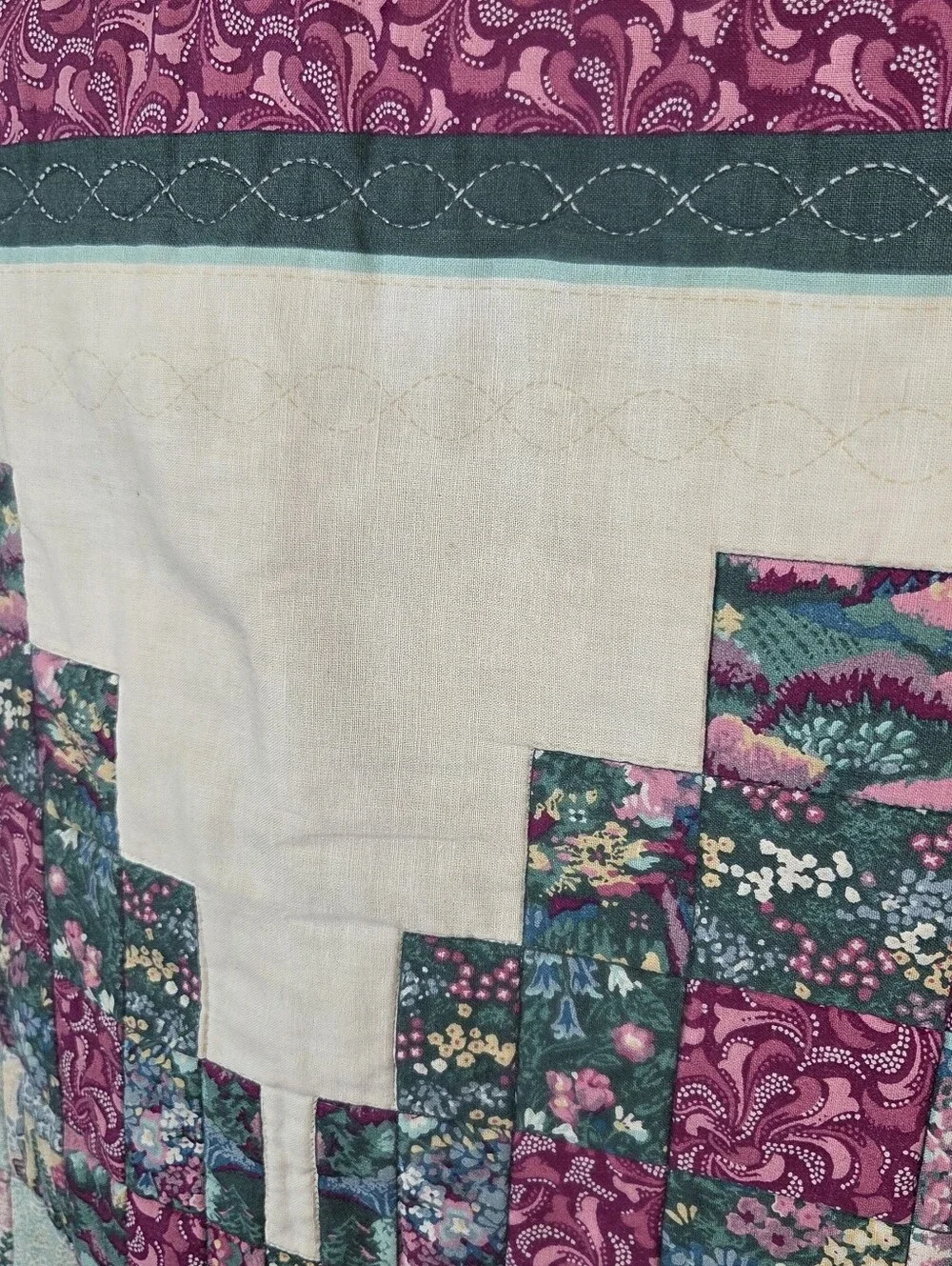Handmade Patchwork Quilt Wall Hanging 34x33 Heart Floral Cottagecore Farmhouse